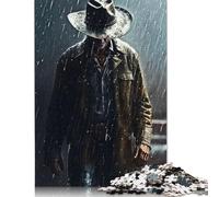 Adults Jigsaw Puzzles 1000 Pieces Cowboy Rain Puzzle Jigsaw Interacting with Family Members 1000pcs (75x50cm)