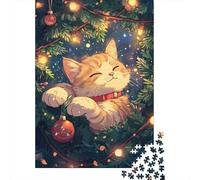 Adults Jigsaw Puzzles 1000 Pieces Cute Christmas Cat Jigsaw Creative Rectangular Puzzles Decompressing Game 1000pcs (38x26cm)
