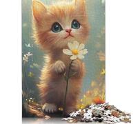 Adults Jigsaw Puzzles 1000 Pieces Cute Kitten Jigsaw Creative Rectangular Puzzles Decompressing Game 1000pcs (75x50cm)