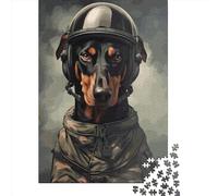 Adults Jigsaw Puzzles 1000 Pieces Doberman Soldier Jigsaw Creative Rectangular Puzzles Decompressing Game 1000pcs (75x50cm)