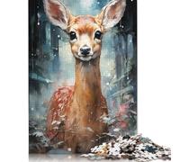 Adults Jigsaw Puzzles 1000 Pieces Fawn in Winter Forest Jigsaw Creative Rectangular Puzzles Decompressing Game 1000pcs (75x50cm)