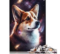 Adults Jigsaw Puzzles 1000 Pieces Galaxy Art Corgi Puzzle Jigsaw Interacting with Family Members 1000pcs (75x50cm)