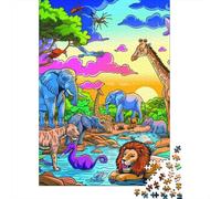 Adults Jigsaw Puzzles 1000 Pieces Jungle Animals Jigsaw Creative Rectangular Puzzles Decompressing Game 1000pcs (75x50cm)