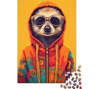 Adults Jigsaw Puzzles 1000 Pieces Meerkat Hoodie Jigsaw Creative Rectangular Puzzles Decompressing Game 1000pcs (75x50cm)