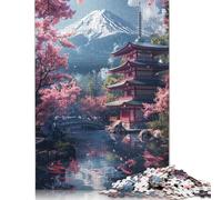 Adults Jigsaw Puzzles 1000 Pieces Mount Fuji And The Temple Puzzle Jigsaw Interacting with Family Members 1000pcs (75x50cm)