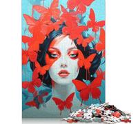 Adults Jigsaw Puzzles 1000 Pieces Red Butterflies Puzzle Jigsaw Interacting with Family Members 1000pcs (75x50cm)