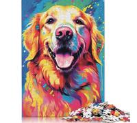 Adults Jigsaw Puzzles 1000 Pieces Smiling Golden Retriever Dog Puzzle Jigsaw Interacting with Family Members 1000pcs (75x50cm)