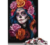 Adults Jigsaw Puzzles 1000 Pieces 'Sugar Skull Woman with Flowers Jigsaw Creative Rectangular Puzzles Decompressing Game 1000pcs (75x50cm)
