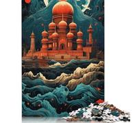Adults Jigsaw Puzzles 1000 Pieces Taj Mahal Sailing on Wave Wooden Puzzles Wooden Puzzle Birthday Gifts Jigsaw Wall Decoration 1000pcs (75x50cm)