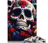 Adults Jigsaw Puzzles 1000 Pieces 'Vibrant Sugar Skull Jigsaw Creative Rectangular Puzzles Decompressing Game 1000pcs (75x50cm)