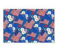 Adults Jigsaw Puzzles 500 Pieces American Flags Floral Blue Game Puzzle Gifts Unique Puzzle Flower Animal Painting, 20.5x14.9 Inch