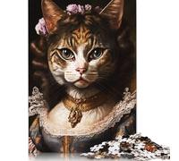 Adults Jigsaw Puzzles 500 Pieces Beautiful Female Cat Puzzle Jigsaw Interacting with Family Members 500pcs (52x38cm)