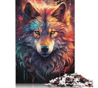 Adults Jigsaw Puzzles 500 Pieces Nebula Wolf's Colorful Psychedelic Puzzle Jigsaw Interacting with Family Members 500pcs (52x38cm)