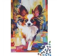 Adults Jigsaw Puzzles 500 Pieces Papillon Dog Puzzle Jigsaw Interacting with Family Members 500pcs (52x38cm)