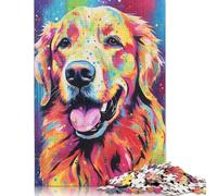 Adults Jigsaw Puzzles 500 Pieces Smiling Golden Retriever Dog Puzzle Jigsaw Interacting with Family Members 500pcs (52x38cm)