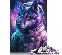Adults Jigsaw Puzzles 500 Pieces Space Astronaut Wolf Puzzle Jigsaw Interacting with Family Members 500pcs (52x38cm)