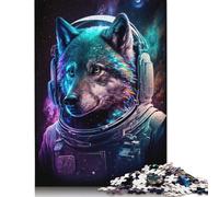 Adults Jigsaw Puzzles 500 Pieces Space Astronaut Wolf Puzzle Jigsaw Interacting with Family Members 500pcs (52x38cm)