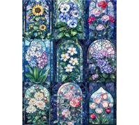 Adults Jigsaw Puzzles Stained Glass Flowers 1000 Pieces Wooden Puzzles Challenging Educational Toy Birthday Gift,Adult Stress Relief Painting Puzzle Wall Decor,Impossible Puzzles Skill Game