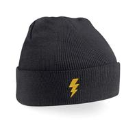 Adults & Kids Lightning Bolt Embroidered Beanie - Unisex Bold Symbol Knit Hat for Boys, Girls, Men, Women (UK, Age, One Size, Adults, Pink)