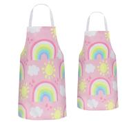 Adults Kids Matching Apron Set 2Pcs Mommy and Me Adjustable Kitchen Apron with 2 Pockets Parent and Child Matching Apron Gift for Mother's Day Women Daughter Cooking Baking Painting Training (Rainbow)