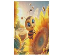 Adults Kids Puzzle Jigsaw 1000 Pieces Cute Bee Wooden Puzzles Educational Game Toy Family Decoration （78×53cm）