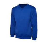 Adults Kids V Neck Plain Sweatshirt Girls Boys School Office Wear Jumper Top Royal Blue 2X-Large