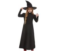 Adults Kids Wicked Witch Costume + Hat Adult Traditional Halloween Fancy Dress O
