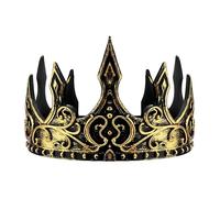 Adults Kings Crown, King Queen Crown Fancy Dress Accessory Stag, PU Foam Soft Adjustable Medieval Royal Headwear, Crown For Men, Tiara Halloween, Coronation, World Book Day, Nativity (Black)