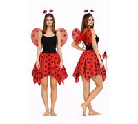 Adults Ladybird Lady Bug Skirt & 3 Piece Wings Set Insect World Book Day Fancy Dress Costume
