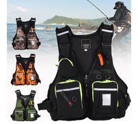 Adults Life Jacket Safety Swim Vest, Adjustable Fishing Buoyancy Aid with Multi-Pockets And Reflective Stripe Lightweight Waistcoat for Paddle Boarding Kayaking Snorkel Watersports(Black)