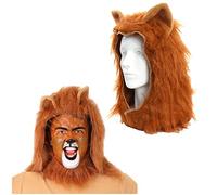 Adults Lion Mane Headpiece - One size Hooded Lion Overhead Orange Fake Fur Lion Mane - Fancy Dress Costume Accessory - Pack Of 1