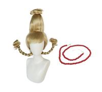 Adults Long Braided Blonde Christmas Girls Cosplay Wig, Christmas Blonde Braid Who Wig for Kids Children