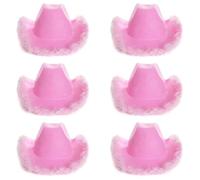 Adults Marabou Cowgirl Hat - Pack of 6 - Pink Lilac Felt Cowboy Hat with Marabou Trim - Adults Fluffy Trim Cowgirl Hat Western Party Hen Party Fancy Dress Accessory