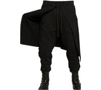 Adults Medieval Viking Steampunk Pants Mens Renaissance Gothic Trousers for Halloween Costume, Black, Medium