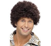 Smiffy's 70's Disco Dude Afro Wig - Brown - disco wig dude 70s fancy dress brown accessory costume afro groovy dancer mens boogie nights