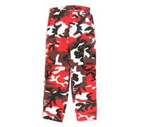 Adults Mens Red Camouflage 30 Waist Combat Pants Cargo Pocket Camo Trousers Bottoms