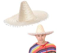 Mexican Straw Sombrero Hat Mens or Ladies Ideal Fancy Dress (Natural)