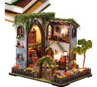 Adults Miniature House Kits, Warm Light Realistic Fun Wooden Model | House Room Model Building Puzzle for Bedroom Office Lounge Studio Desk Shelf Table Cabinet Bookshelf