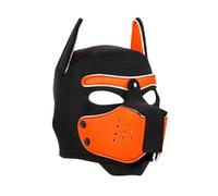 Adults Neoprene Puppy Hood Mask, Removable Cosplay Dog Full Face Pup Hood Pup Mask for Halloween (Orange)