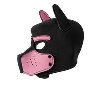 Adults Neoprene Puppy Hood Mask, Removable Cosplay Dog Full Face Pup Hood Pup Mask for Halloween (Pink)