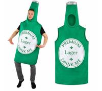 Adults Novelty Lager Bottle Costume Bavarian Beer Festival Fancy Outfit | printed lager bottle design both sides, drink me party costume, bavarian beer fest fancy dress, adult one size