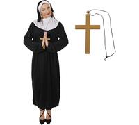 Adults Nun Costume - X-Large - Habit & Headpiece, Belt and Gold Cross - Adults Religious Fancy Dress Costume