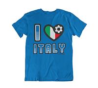 Adults or Kids Italy 2021 Football T-Shirt 2020 I Love Italy with Country Flag Euro Italian Team Royal