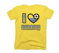 Adults or Kids Ukraine 2022 Football T-Shirt I Love Ukraine with Country Flag Euro Team Yellow