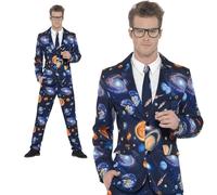 Adults Outer Space Suit Trousers Jacket Tie Mens Stag Night Fancy Dress M-XL