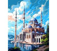Adults' Paint-by-Number Kits,European Islamic Cathedral,Beyond Brushstrokes:Explore The Digital Renaissance in Art,40x50cm,Without Frame