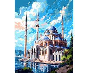 Adults' Paint-by-Number Kits,European Islamic Cathedral,Beyond Brushstrokes:Explore The Digital Renaissance in Art,40x50cm,Without Frame