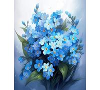 Adults' Paint-by-Number Kits,Forget-Me-Not,Pixel Perfection:Transform Your Space with Digital Oil Art,40x50cm,Without Frame
