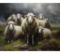 Adults' Paint by Number,Sheep On Pasture,DIY Easy Acrylic Paint by Numbers Arts and Crafts,40x50cm,Without Frame