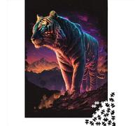 Adults Paper Jigsaw Synthwave Tiger1 1000 Pieces of Jigsaw Puzzles Rectangular Puzzle Intellectual Development Game 1000pcs (38x26cm)